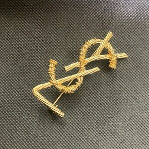 Saint LaurentTextured Gold Brooch